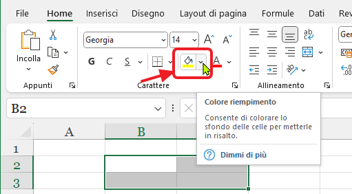 comando colore riempimento