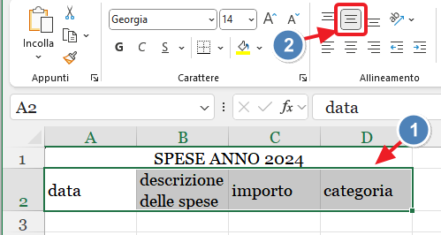 allineamento verticale centrato