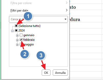 deselezionare e selezionare