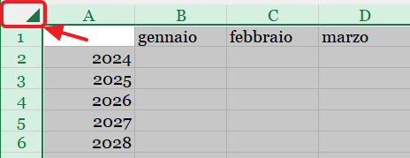 selezionare tutto il foglio