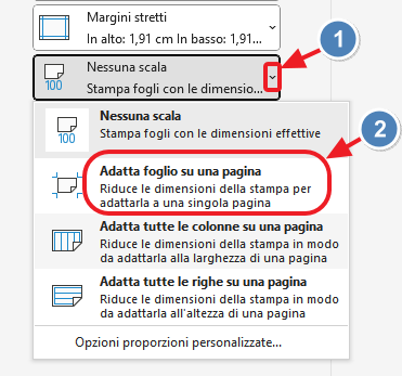 adatta foglio su una pagina