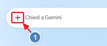 Pulsante per allegare file in Gemini