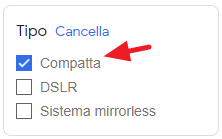 selezione tipo prodotto