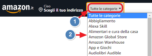 menu categorie amazon
