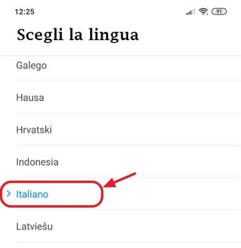 Scelta della lingua