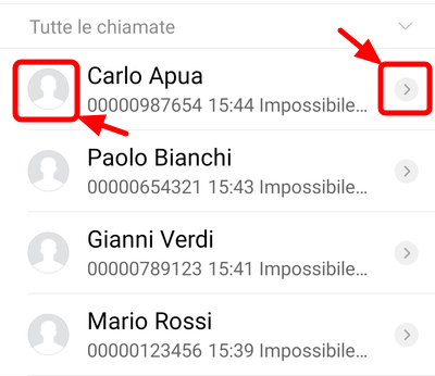 Dettagli chiamata