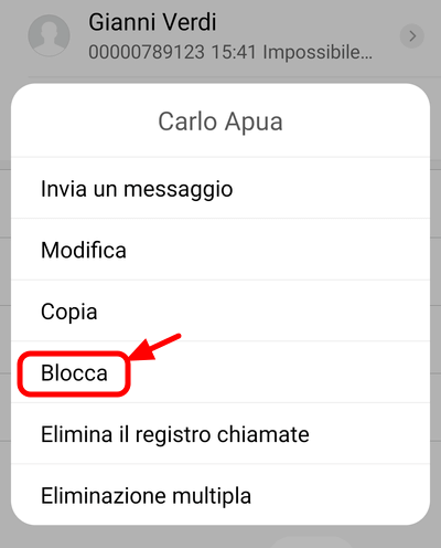 Bloccare un numero
