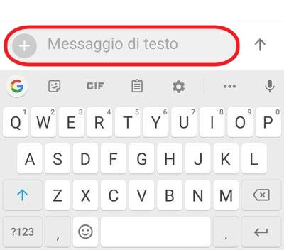 casella per inserimento messaggio sms