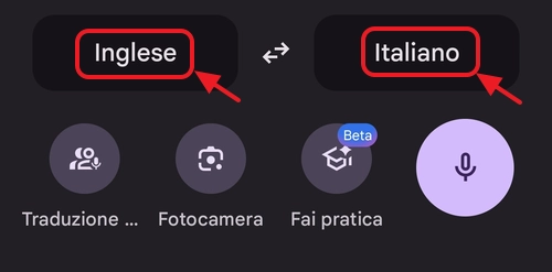 schermata iniziale traduttore
