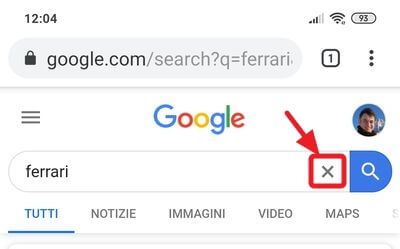 tasto cancella ricerca