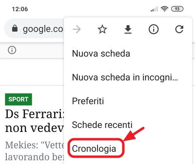 menu cronologia