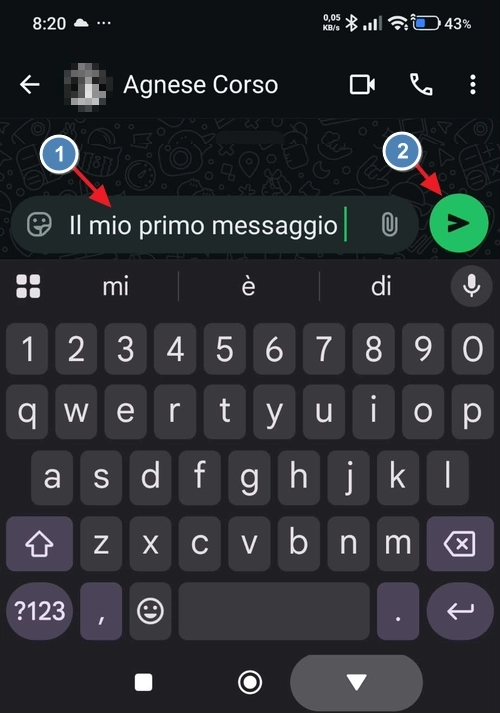 invio primo messaggio
