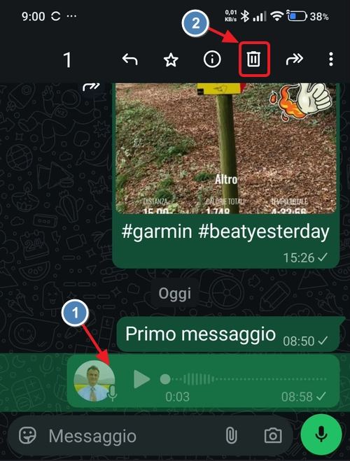 elimina messaggio