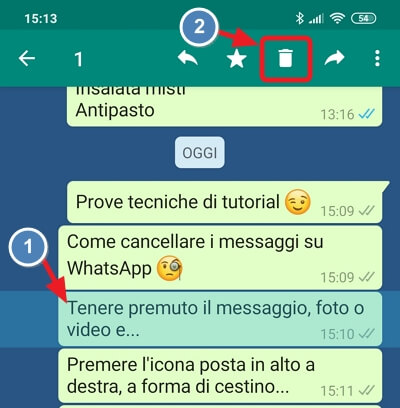 eliminare un messaggio