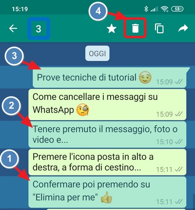 eliminare molti messaggi