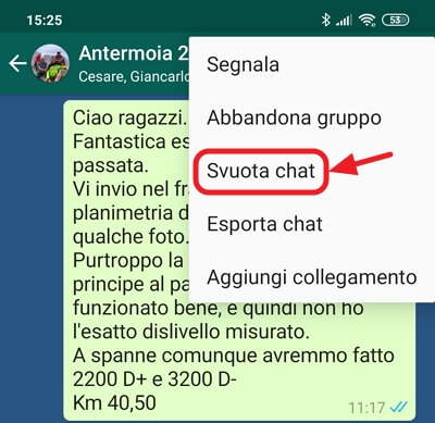 svuota chat