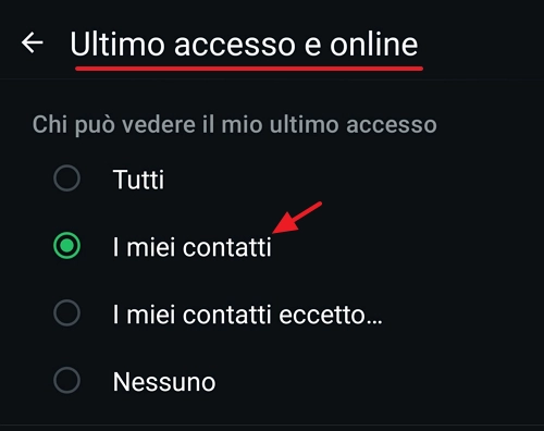 impostazione ultimo accesso