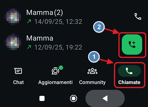 scheda chiamate