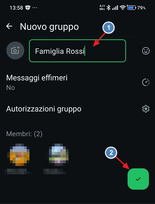 creare nuovo gruppo