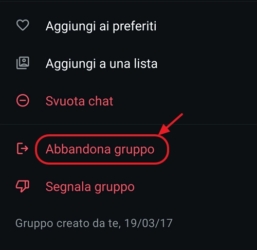 abbandona gruppo
