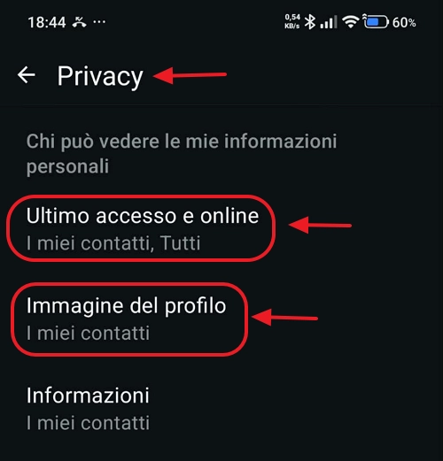 impostazioni privacy WhatsApp