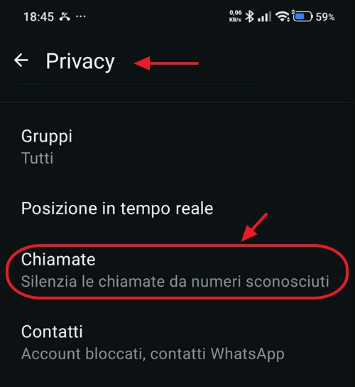 impostazioni privacy WhatsApp