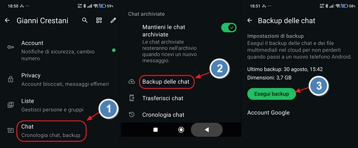 backup chat Google Drive