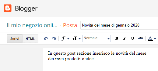 composizione del nuovo post