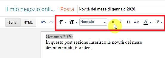 modifica del testo del post