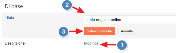 modifica delle impostazioni