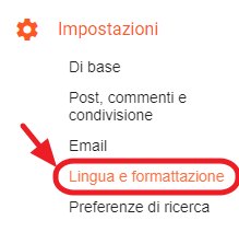 lingua e formattazione