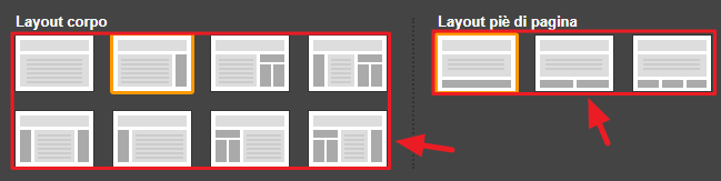 scelta del layout corpo e piè di pagina