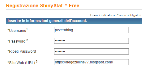 registrazione a shinystat