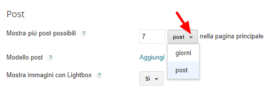 personalizzazione numero dei post