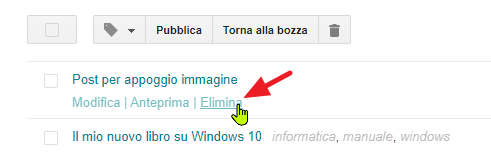 clic su elimina