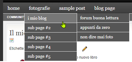 esempio di menu dinamico a comparsa