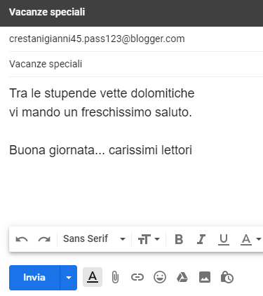 email inviata per pubblicazione immediata nel blog
