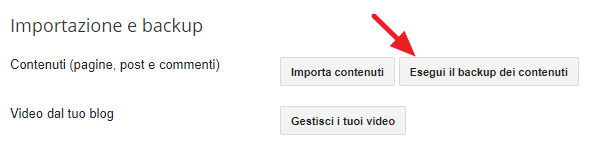 pulsante backup dei contenuti