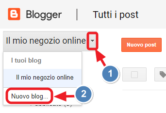 creazione di nuovo blog