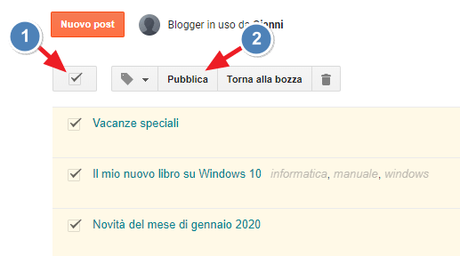 pubblicazione di tutti i post