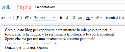 esempio di creazione pagina