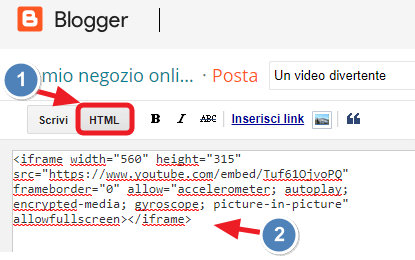 incolla il codice