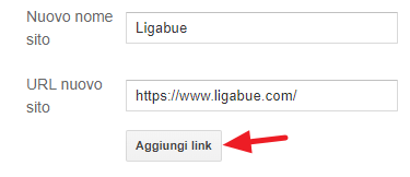 aggiunta di link nel gadget
