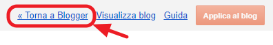 torna all'interfaccia iniziale di blogger