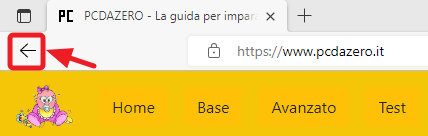 pulsante indietro edge