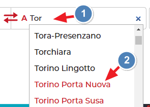 scelta stazione di arrivo
