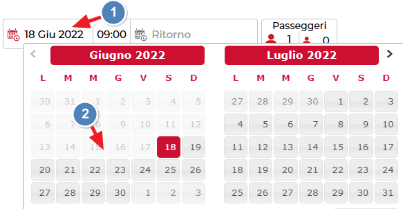 scelta data di partenza