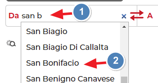 scelta stazione di partenza