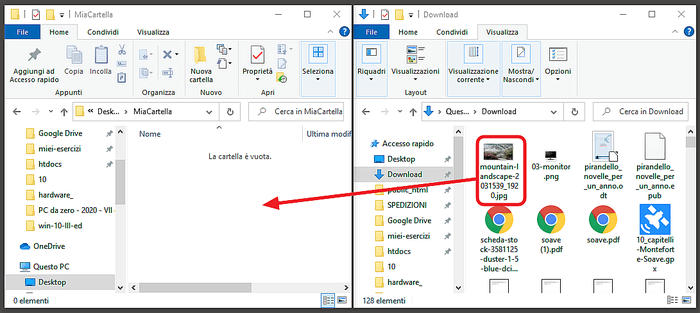 spostare file da una cartella all'altra
