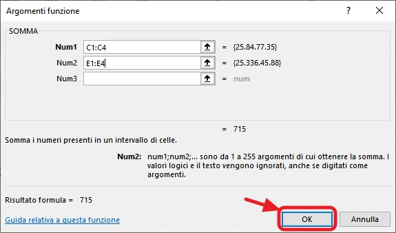 clic su ok